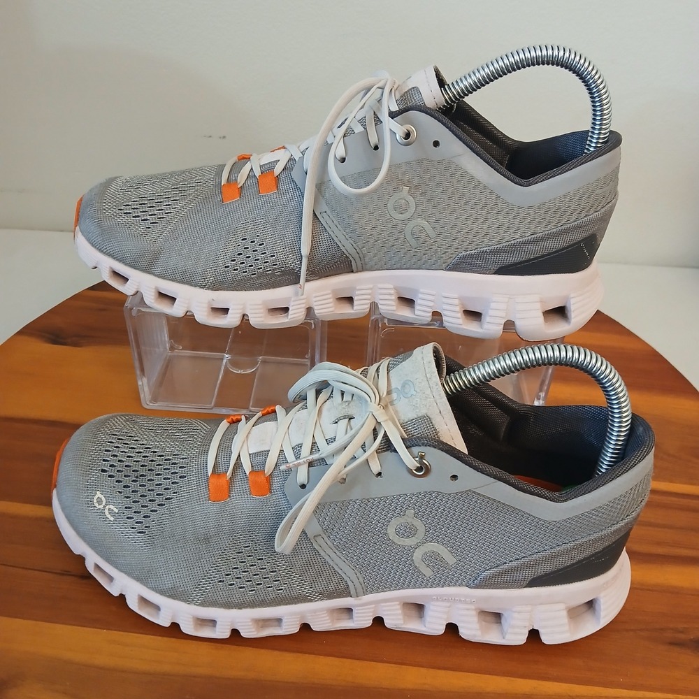 On Cloud X Womens 8 Grey Orange Mesh Lightweight Running Shoes 40.99041